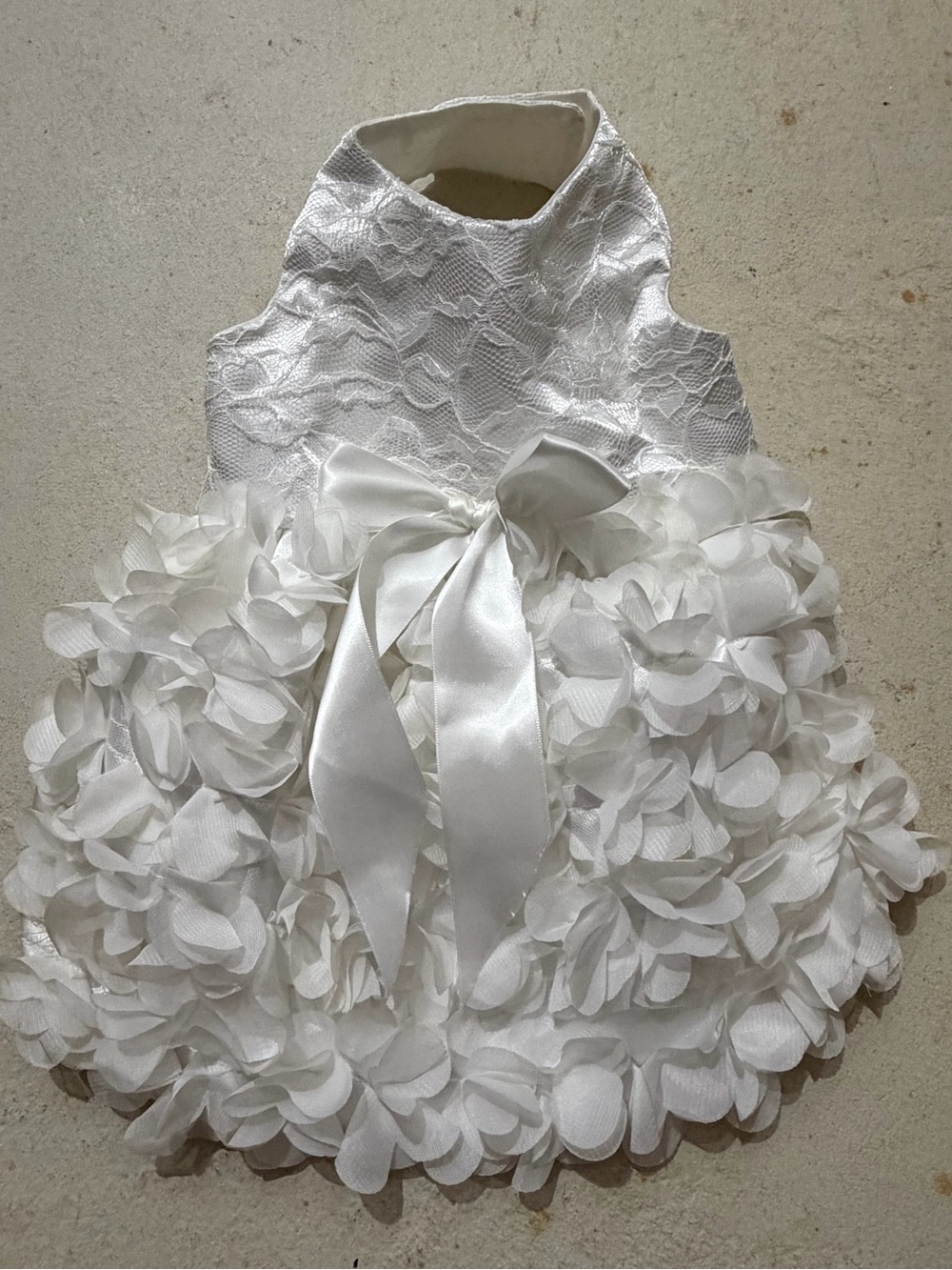 White Floral Petal Satin Bow dress for dog
